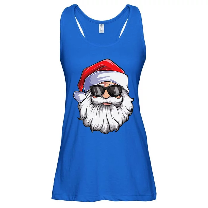 Funny Santa Claus Face Sunglasses With Hat Beard Christmas Gift Ladies Essential Flowy Tank