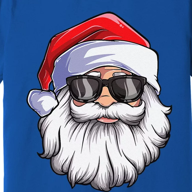 Funny Santa Claus Face Sunglasses With Hat Beard Christmas Gift Premium T-Shirt