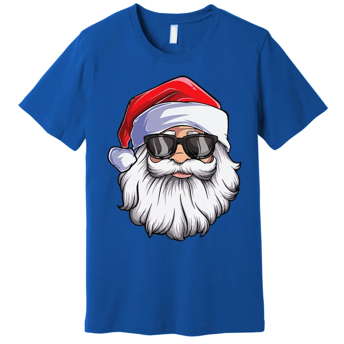 Funny Santa Claus Face Sunglasses With Hat Beard Christmas Gift Premium T-Shirt