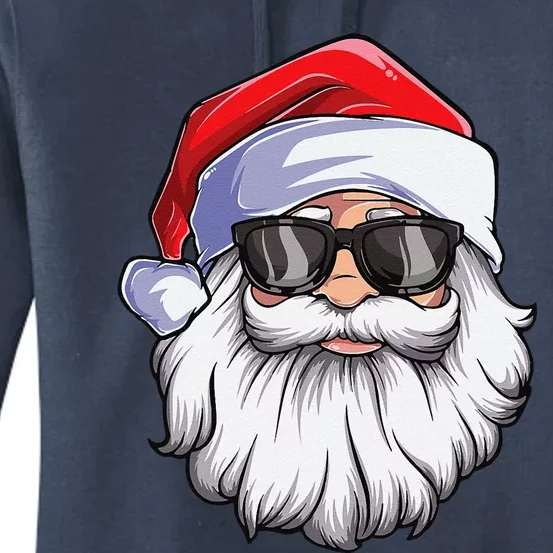 Funny Santa Claus Face Sunglasses With Hat Beard Christmas Gift Women's Pullover Hoodie