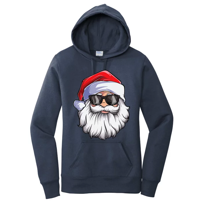 Funny Santa Claus Face Sunglasses With Hat Beard Christmas Gift Women's Pullover Hoodie