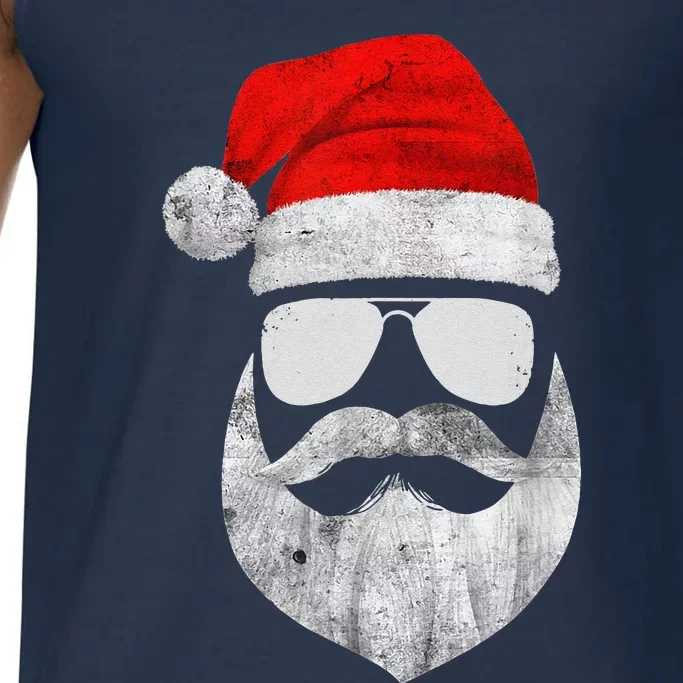 Funny Santa Claus Face Sunglasses With Hat Beard Christmas Comfort Colors® Tank Top