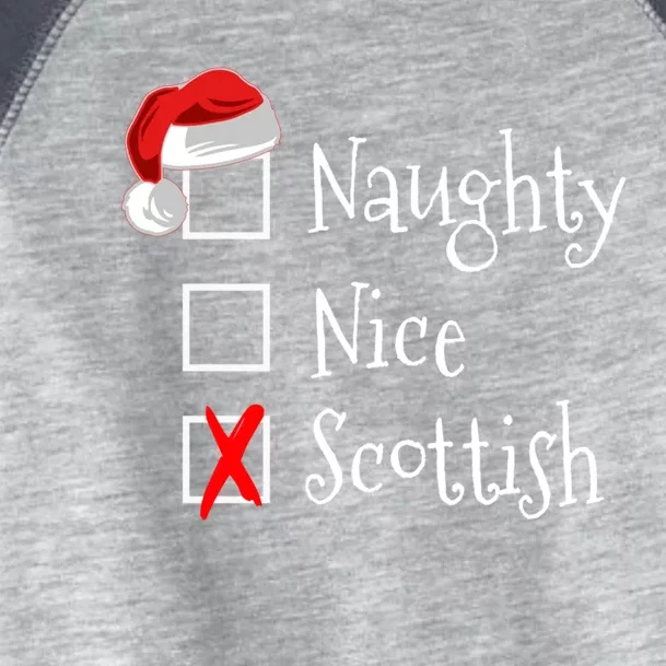 Funny Scottish Christmas Funny Gift Scotland Naughty Nice Toddler Fine Jersey T-Shirt