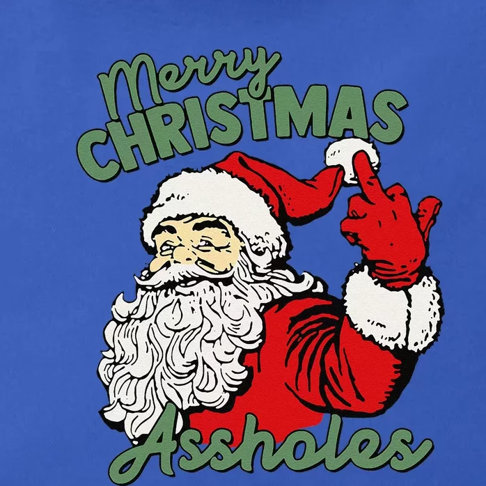 Funny Santa Claus Merry Christmas Assholes Zip Tote Bag