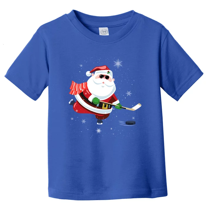 Funny Santa Claus Christmas Ice Hockey Sports Player Lover Cute Gift Toddler T-Shirt