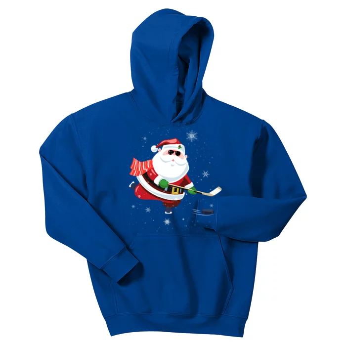 Funny Santa Claus Christmas Ice Hockey Sports Player Lover Cute Gift Kids Hoodie