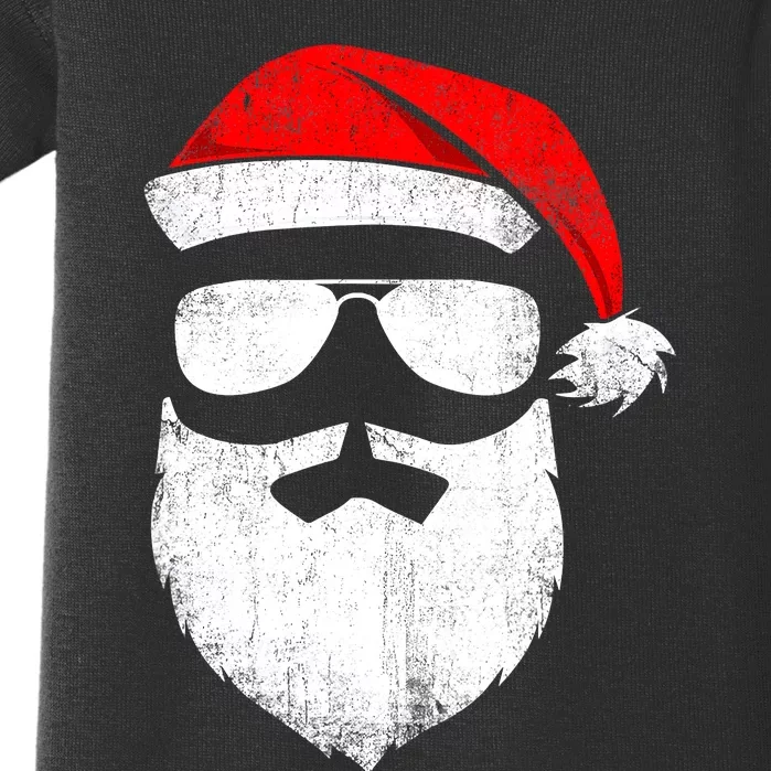 Funny Santa Claus Face Sunglasses with Hat Beard Christmas Baby Bodysuit