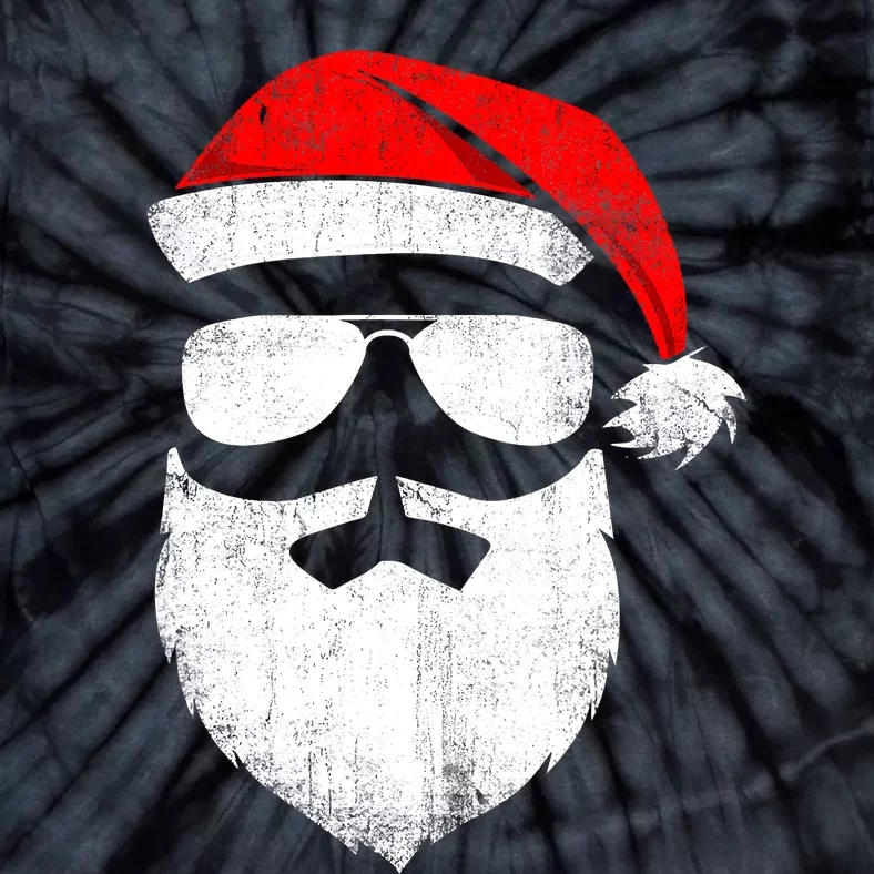 Funny Santa Claus Face Sunglasses with Hat Beard Christmas Tie-Dye T-Shirt