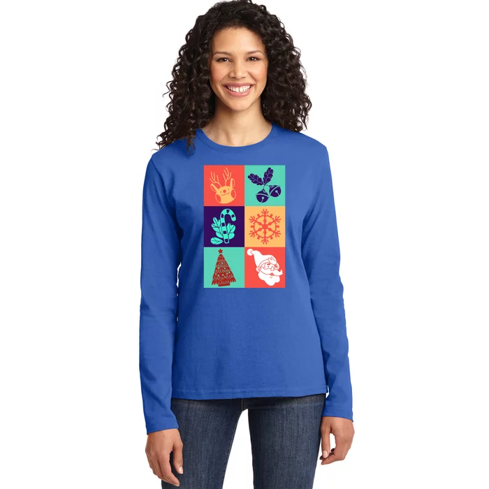 Funny Santa Christmas Pop Art Gift Ladies Long Sleeve Shirt