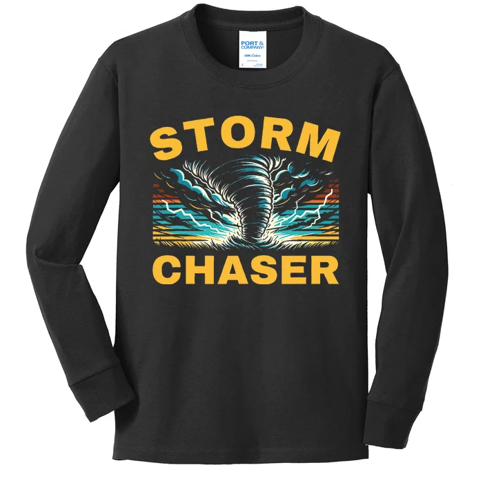 Future Storm Chaser Storm Chasing Tornado Meteorology Kids Long Sleeve Shirt