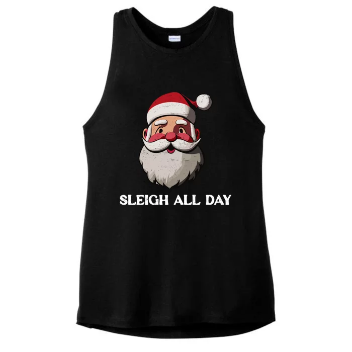 Funny Santa Christmas Sleigh All Day Pun Funny Gift Ladies Tri-Blend Wicking Tank