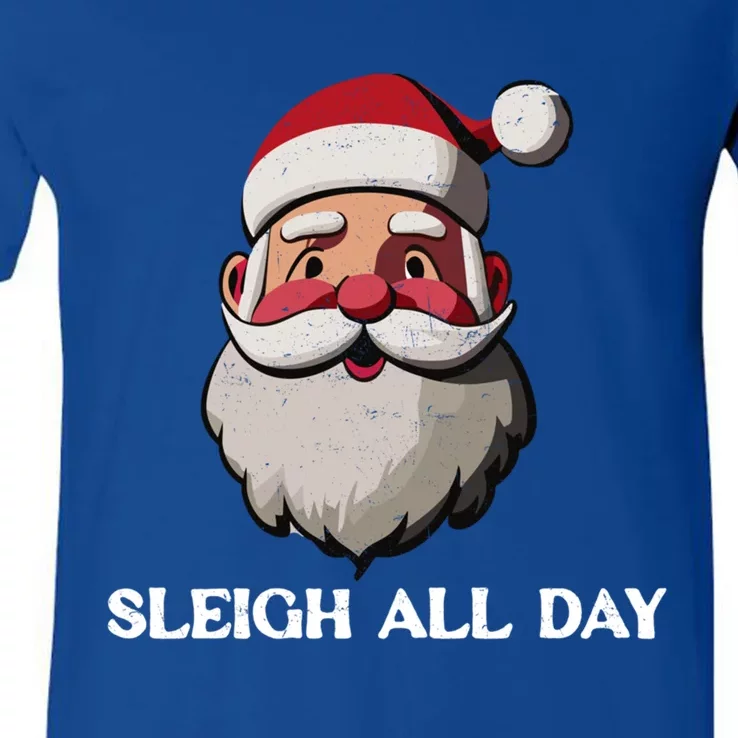 Funny Santa Christmas Sleigh All Day Pun Funny Gift V-Neck T-Shirt