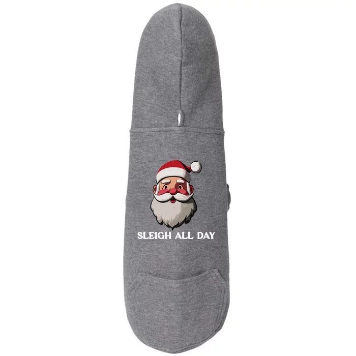 Funny Santa Christmas Sleigh All Day Pun Funny Gift Doggie 3-End Fleece Hoodie