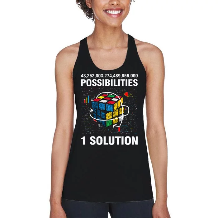 Funny Speed Cubing One Solution Math Lovers Women's Racerback Tank