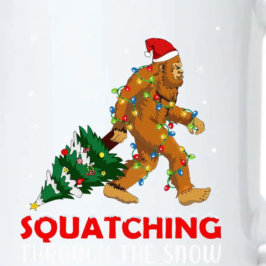 Funny Sasquatch Christmas Squatching Bigfoot Xmas Tree Light Black Color Changing Mug