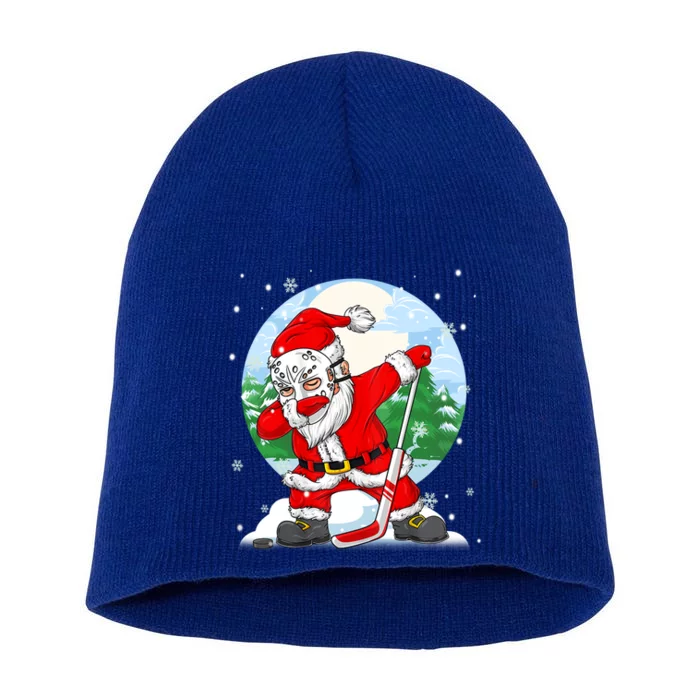 Funny Santa Claus Dabbing Ice Hockey Players Merry Christmas Gift Short Acrylic Beanie