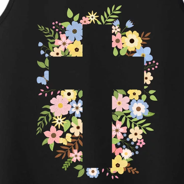 Floral Spring Cross Christianity Performance Tank