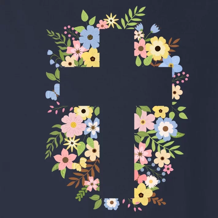 Floral Spring Cross Christianity Toddler Long Sleeve Shirt