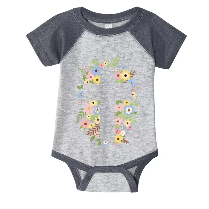 Floral Spring Cross Christianity Infant Baby Jersey Bodysuit