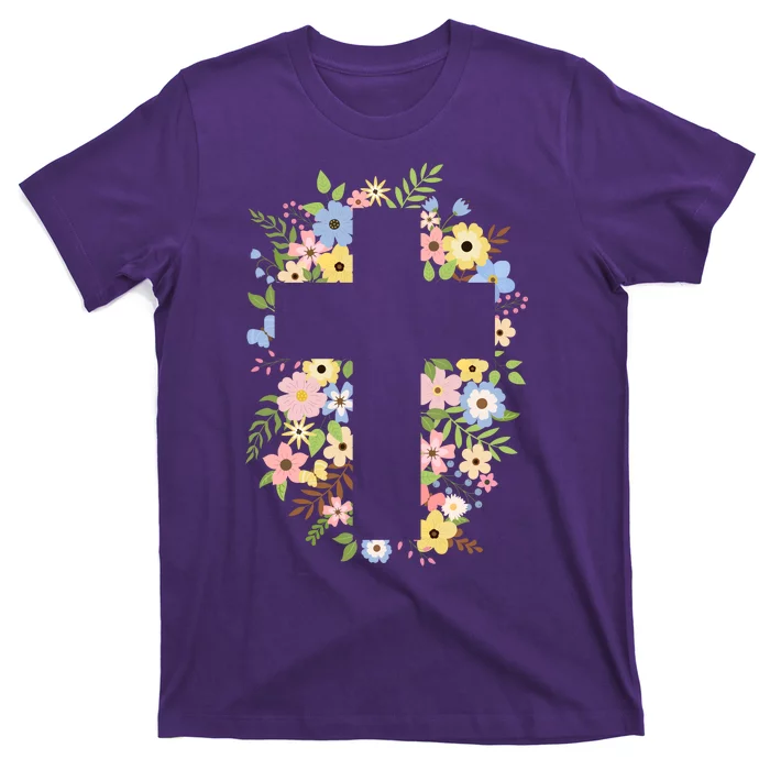 Floral Spring Cross Christianity T-Shirt