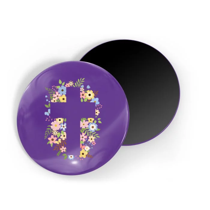 Floral Spring Cross Christianity Magnet