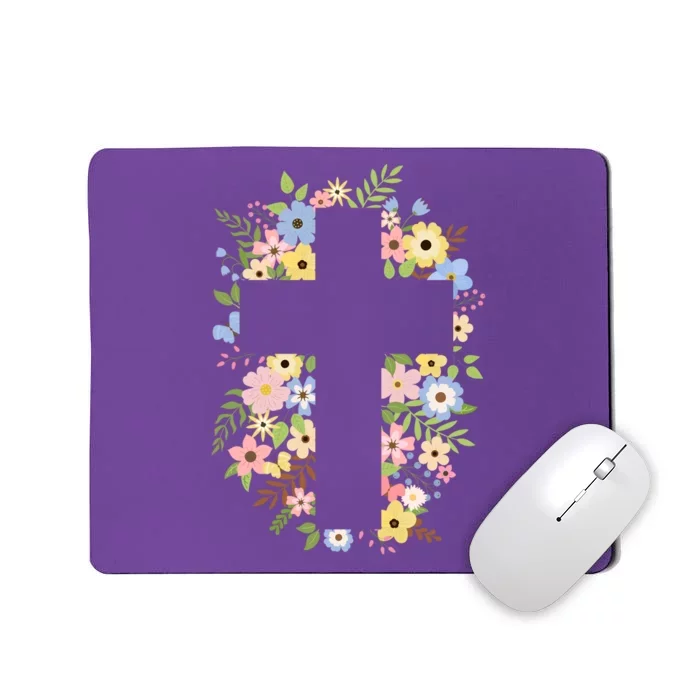 Floral Spring Cross Christianity Mousepad