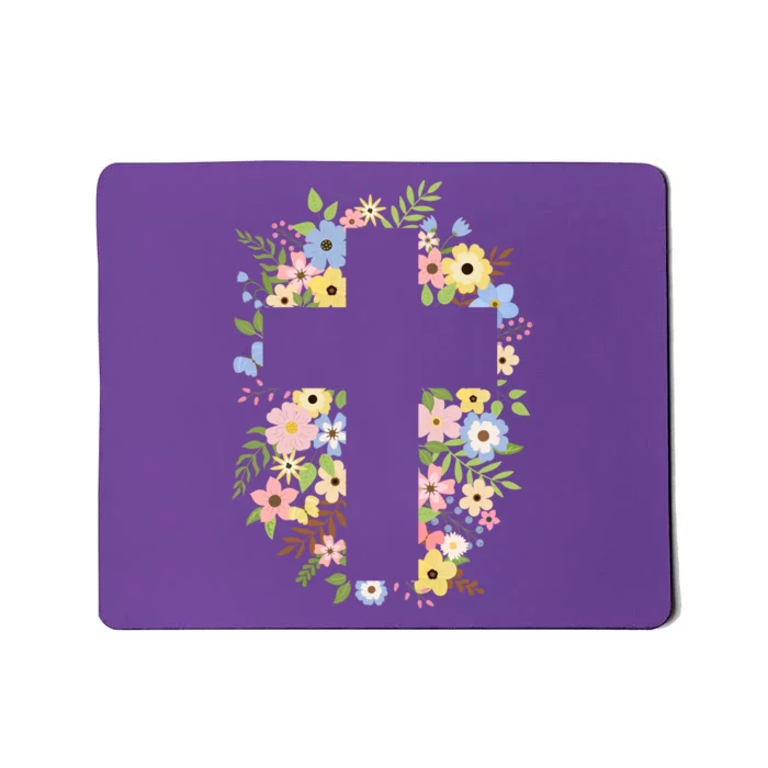 Floral Spring Cross Christianity Mousepad