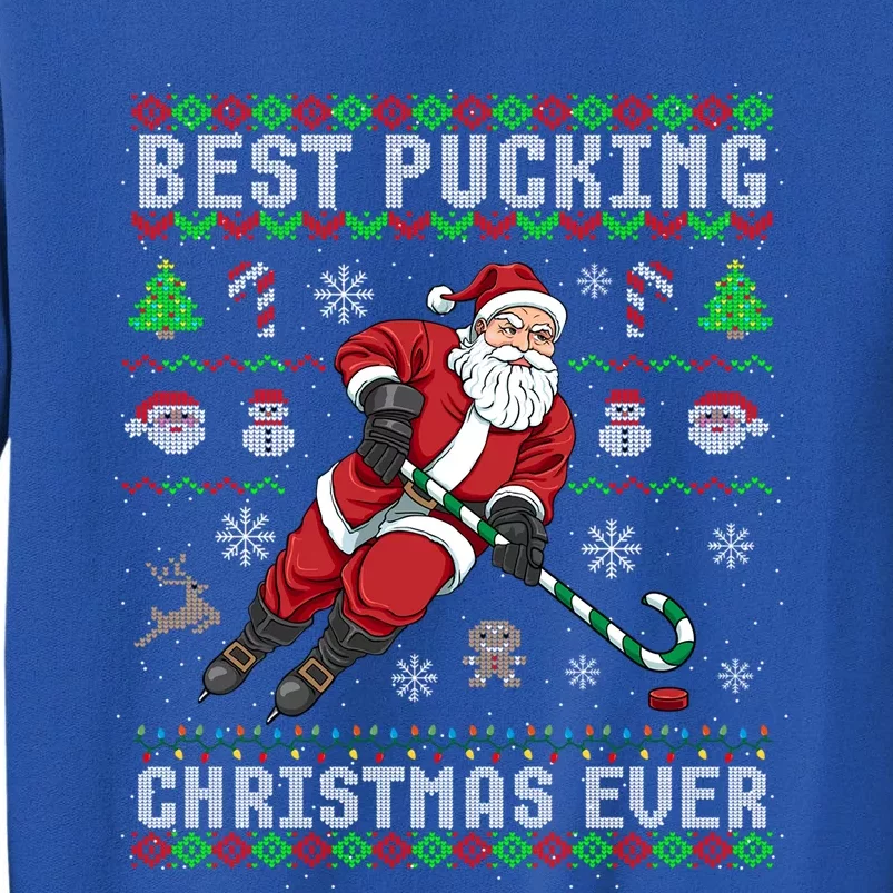 Funny Santa Claus Ugly Christmas Ice Hockey Best Pucking Gift Sweatshirt