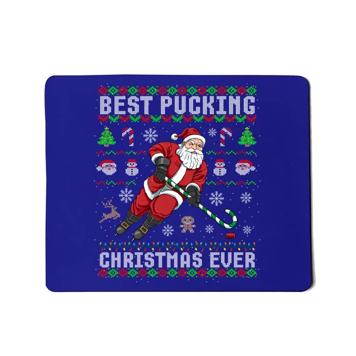 Funny Santa Claus Ugly Christmas Ice Hockey Best Pucking Gift Mousepad