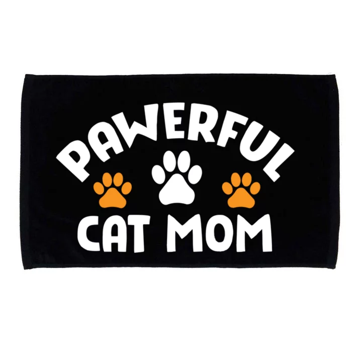 Funny Strong Cat Mom Paw Pun Inspirational Cat Owner Gift Microfiber Hand Towel