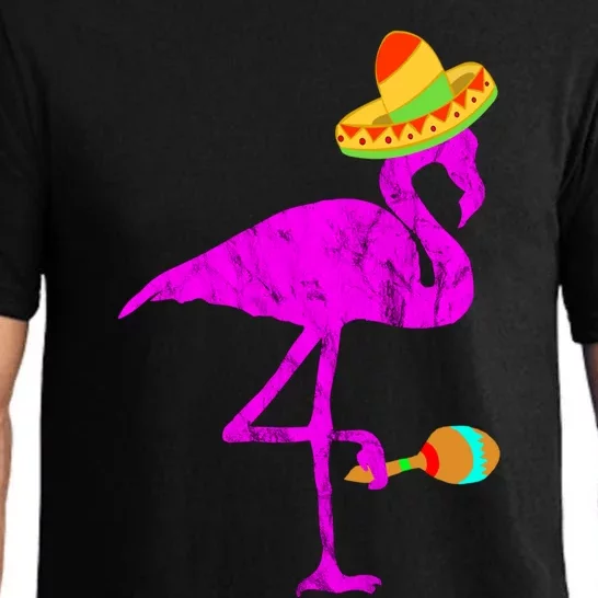 Flamingo Sombrero Costume Funny Mexican Exotic Bird Maraca Gift Pajama Set