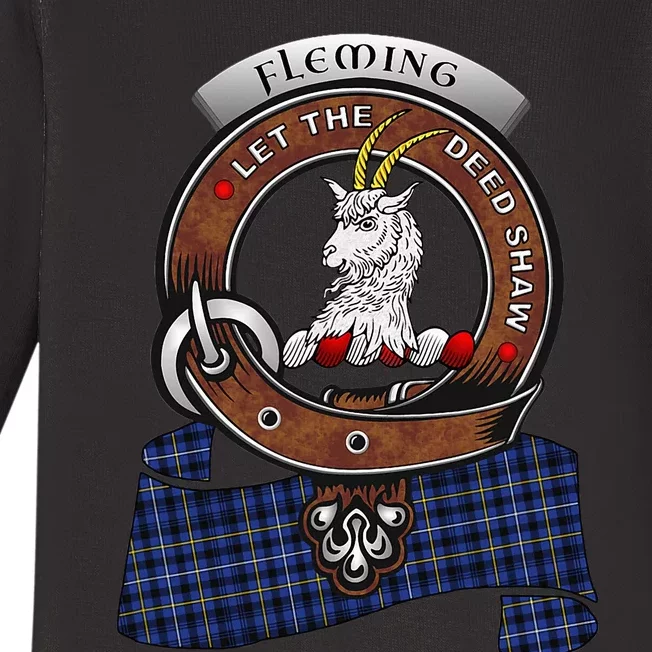 Fleming Scottish Clan Badge & Tartan Baby Long Sleeve Bodysuit