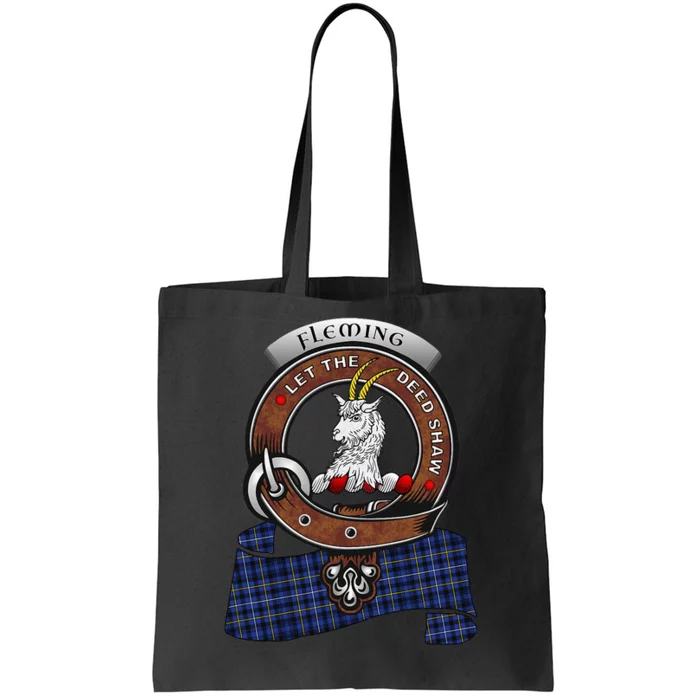 Fleming Scottish Clan Badge & Tartan Tote Bag