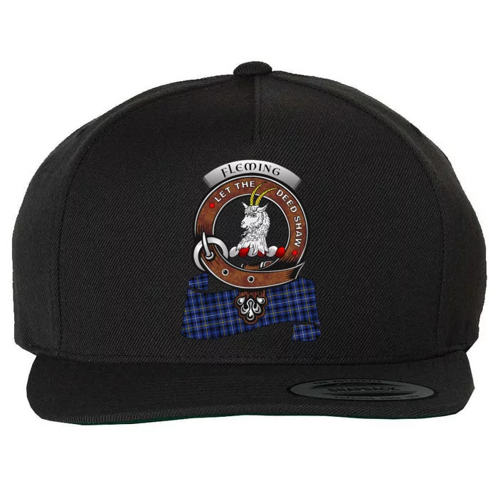 Fleming Scottish Clan Badge & Tartan Wool Snapback Cap