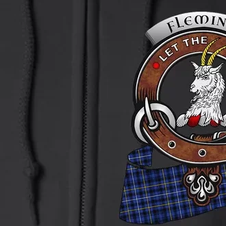 Fleming Scottish Clan Badge & Tartan Full Zip Hoodie