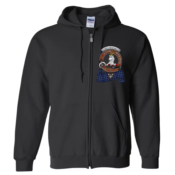 Fleming Scottish Clan Badge & Tartan Full Zip Hoodie