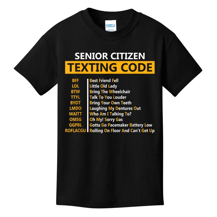 Funny Senior CitizenS Texting Code For Grandpa Kids T-Shirt