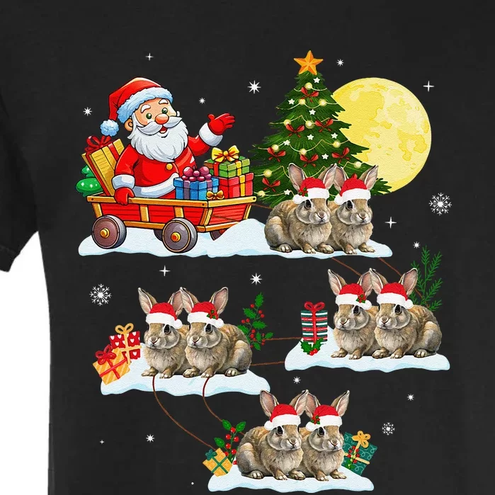 Funny Santa Claus Riding Bunny Rabbit Sleigh Christmas Garment-Dyed Heavyweight T-Shirt