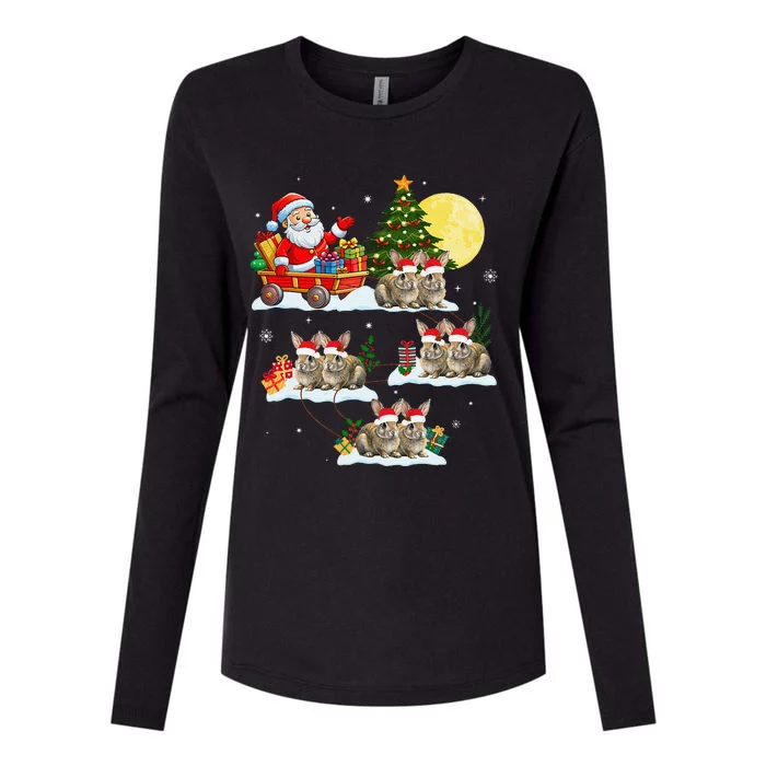 Funny Santa Claus Riding Bunny Rabbit Sleigh Christmas Womens Cotton Relaxed Long Sleeve T-Shirt