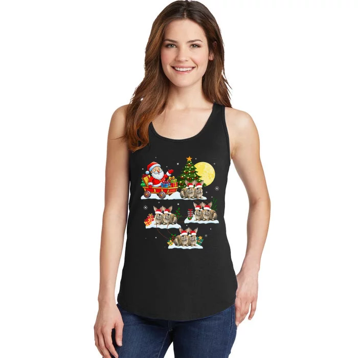 Funny Santa Claus Riding Bunny Rabbit Sleigh Christmas Ladies Essential Tank