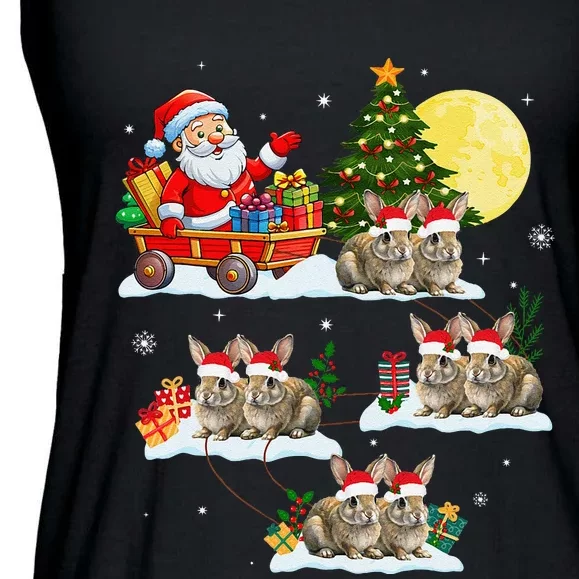 Funny Santa Claus Riding Bunny Rabbit Sleigh Christmas Ladies Essential Flowy Tank