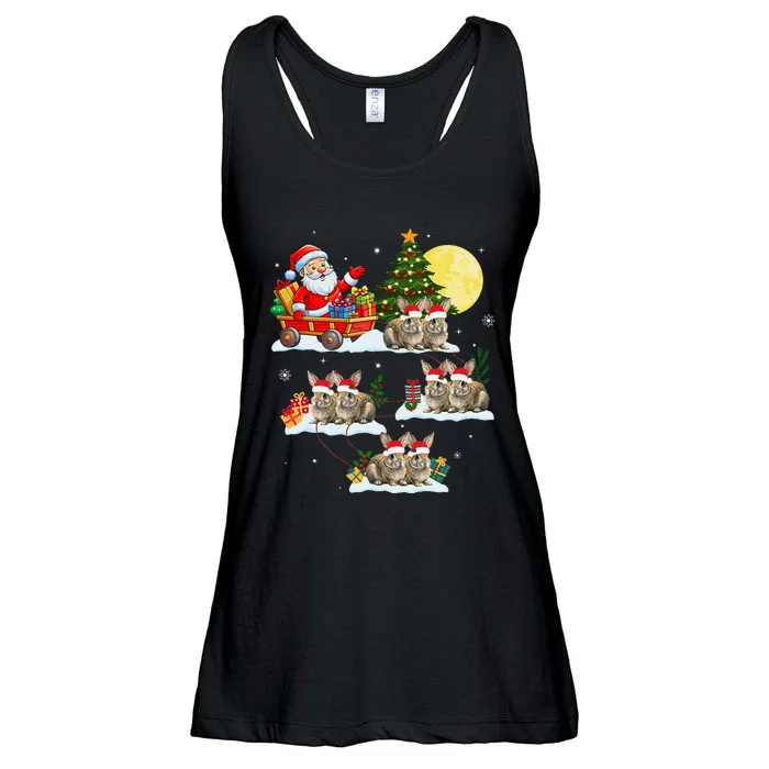 Funny Santa Claus Riding Bunny Rabbit Sleigh Christmas Ladies Essential Flowy Tank