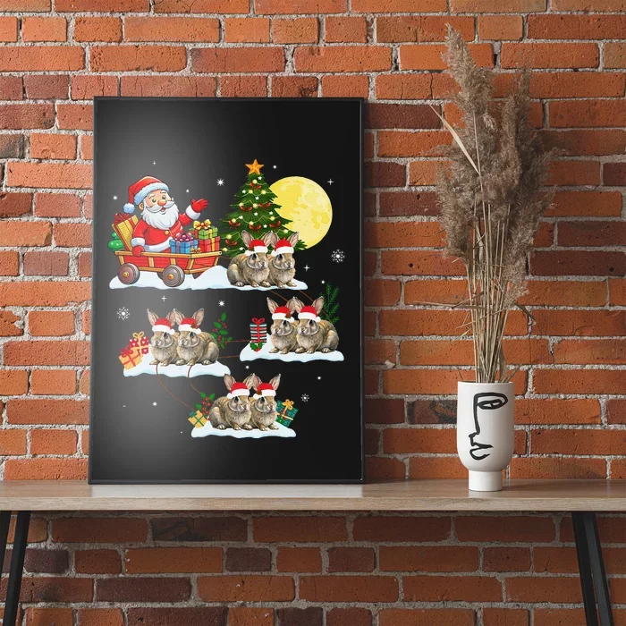 Funny Santa Claus Riding Bunny Rabbit Sleigh Christmas Poster