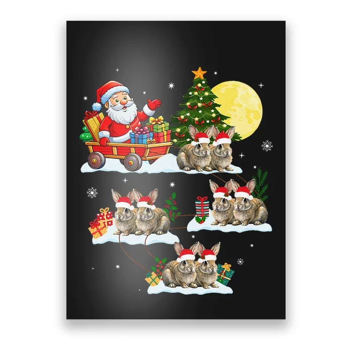 Funny Santa Claus Riding Bunny Rabbit Sleigh Christmas Poster