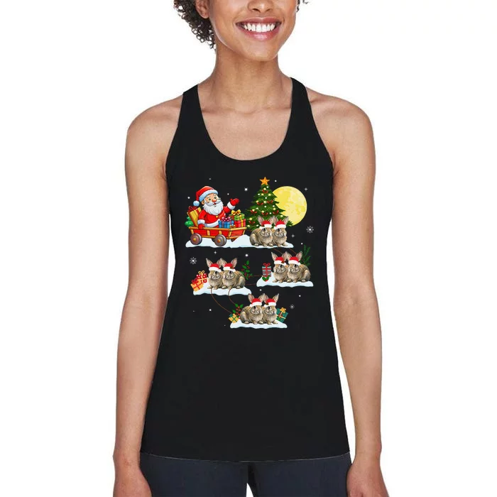 Funny Santa Claus Riding Bunny Rabbit Sleigh Christmas Women's Racerback Tank