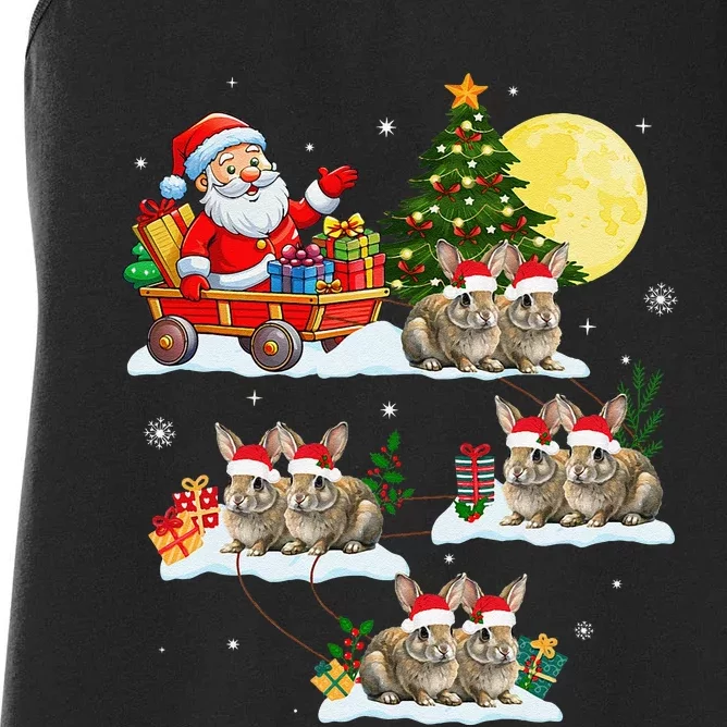 Funny Santa Claus Riding Bunny Rabbit Sleigh Christmas Women's Racerback Tank