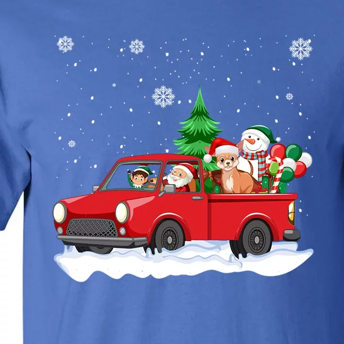 Funny Santa Driving Hot Rod Chihuahua Santa Hat Christmas Gift Tall T-Shirt