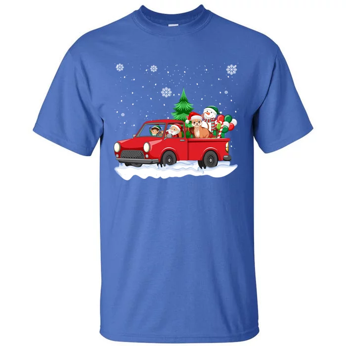 Funny Santa Driving Hot Rod Chihuahua Santa Hat Christmas Gift Tall T-Shirt