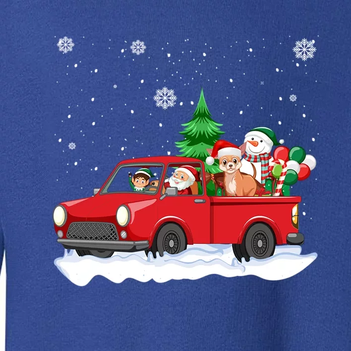 Funny Santa Driving Hot Rod Chihuahua Santa Hat Christmas Gift Toddler Sweatshirt