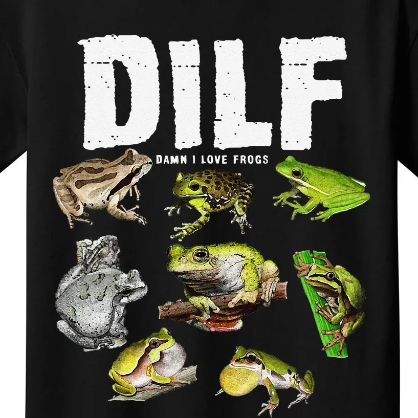Funny Saying DILF Damn I Love Frogs Animals Kids T-Shirt